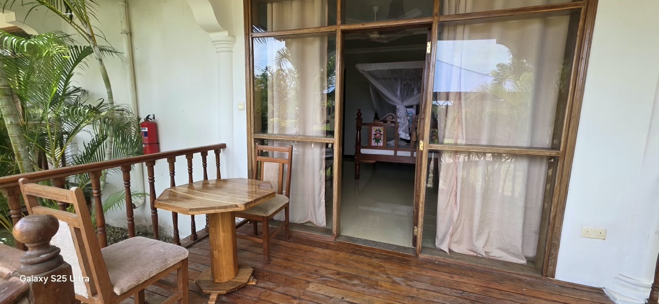 Private wooden veranda of a room