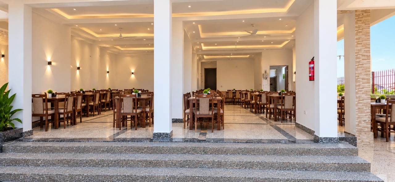 The restaurant dining room